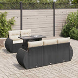 6 Piece Garden Sofa Set with Cushions Black Poly Rattan