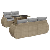 6 Piece Garden Sofa Set with Cushions Beige Poly Rattan