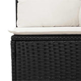6 Piece Garden Sofa Set with Cushions Black Poly Rattan - Close-Up Angle