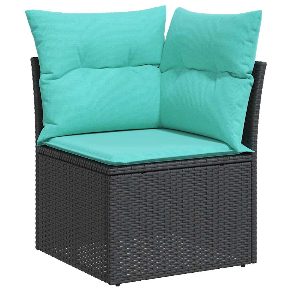6 Piece Garden Sofa Set with Cushions Black Poly Rattan