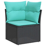 6 Piece Garden Sofa Set with Cushions Black Poly Rattan