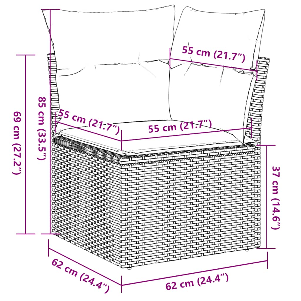6 Piece Garden Sofa Set with Cushions Black Poly Rattan