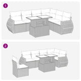 7 Piece Garden Sofa Set with Cushions Grey Poly Rattan - Close-Up Angle