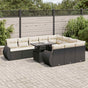 11 Piece Garden Sofa Set with Cushions Black Poly Rattan