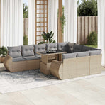 11 Piece Garden Sofa Set with Cushions Beige Poly Rattan