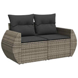 11 Piece Garden Sofa Set with Cushions Grey Poly Rattan - Side View