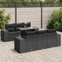 7 Piece Garden Sofa Set with Cushions Black Poly Rattan