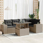 6 Piece Garden Sofa Set with Cushions Grey Poly Rattan