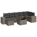 8 Piece Garden Sofa Set with Cushions Grey Poly Rattan