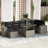 8 Piece Garden Sofa Set with Cushions Grey Poly Rattan