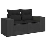 10 Piece Garden Sofa Set with Cushions Black Poly Rattan - 45-Degree Angle