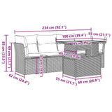 5 Piece Garden Sofa Set with Cushions Beige Poly Rattan - Extra Image
