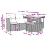 5 Piece Garden Sofa Set with Cushions Grey Poly Rattan