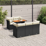 6 Piece Garden Sofa Set with Cushions Black Poly Rattan