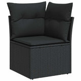 7 Piece Garden Sofa Set with Cushions Black Poly Rattan - Top-Down View