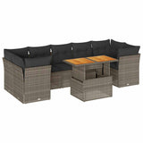 8 Piece Garden Sofa Set with Cushions Grey Poly Rattan