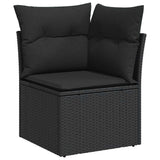 9 Piece Garden Sofa Set with Cushions Black Poly Rattan - Top-Down View