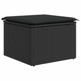 6 Piece Garden Sofa Set with Cushions Black Poly Rattan