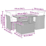 5 Piece Garden Sofa Set with Cushions Grey Poly Rattan - Extra Image