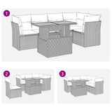 6 Piece Garden Sofa Set with Cushions Black Poly Rattan