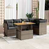 6 Piece Garden Sofa Set with Cushions Grey Poly Rattan