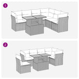 7 Piece Garden Sofa Set with Cushions Black Poly Rattan