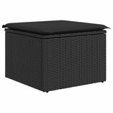 9 Piece Garden Sofa Set with Cushions Black Poly Rattan - 45-Degree Angle
