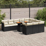 11 Piece Garden Sofa Set with Cushions Black Poly Rattan
