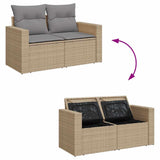 7 Piece Garden Sofa Set with Cushions Beige Poly Rattan - Rear View