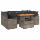 7 Piece Garden Sofa Set with Cushions Grey Poly Rattan