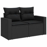 9 Piece Garden Sofa Set with Cushions Black Poly Rattan - Top-Down View