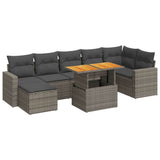 8 Piece Garden Sofa Set with Cushions Grey Poly Rattan - Front View