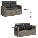 7 Piece Garden Sofa Set with Cushions Grey Poly Rattan - Close-Up Angle