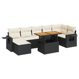 8 Piece Garden Sofa Set with Cushions Black Poly Rattan - Front View