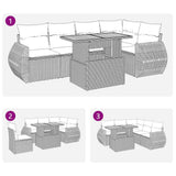 6 Piece Garden Sofa Set with Cushions Black Poly Rattan