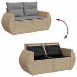 7 Piece Garden Sofa Set with Cushions Beige Poly Rattan - Close-Up Angle