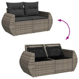 7 Piece Garden Sofa Set with Cushions Grey Poly Rattan - Close-Up Angle