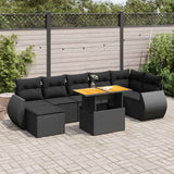 8 Piece Garden Sofa Set with Cushions Black Poly Rattan
