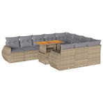 11 Piece Garden Sofa Set with Cushions Beige Poly Rattan