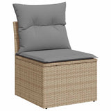 8 Piece Garden Sofa Set with Cushions Beige Poly Rattan - Side View