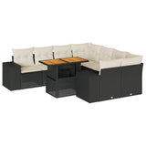 9 Piece Garden Sofa Set with Cushions Black Poly Rattan