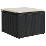 6 Piece Garden Sofa Set with Cushions Black Poly Rattan