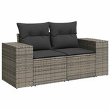 5 Piece Garden Sofa Set with Cushions Grey Poly Rattan - Side View