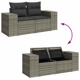 6 Piece Garden Sofa Set with Cushions Grey Poly Rattan - Close-Up Angle