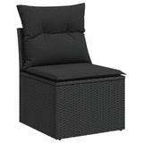 9 Piece Garden Sofa Set with Cushions Black Poly Rattan - Top-Down View