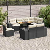 9 Piece Garden Sofa Set with Cushions Black Poly Rattan
