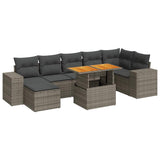 8 Piece Garden Sofa Set with Cushions Grey Poly Rattan