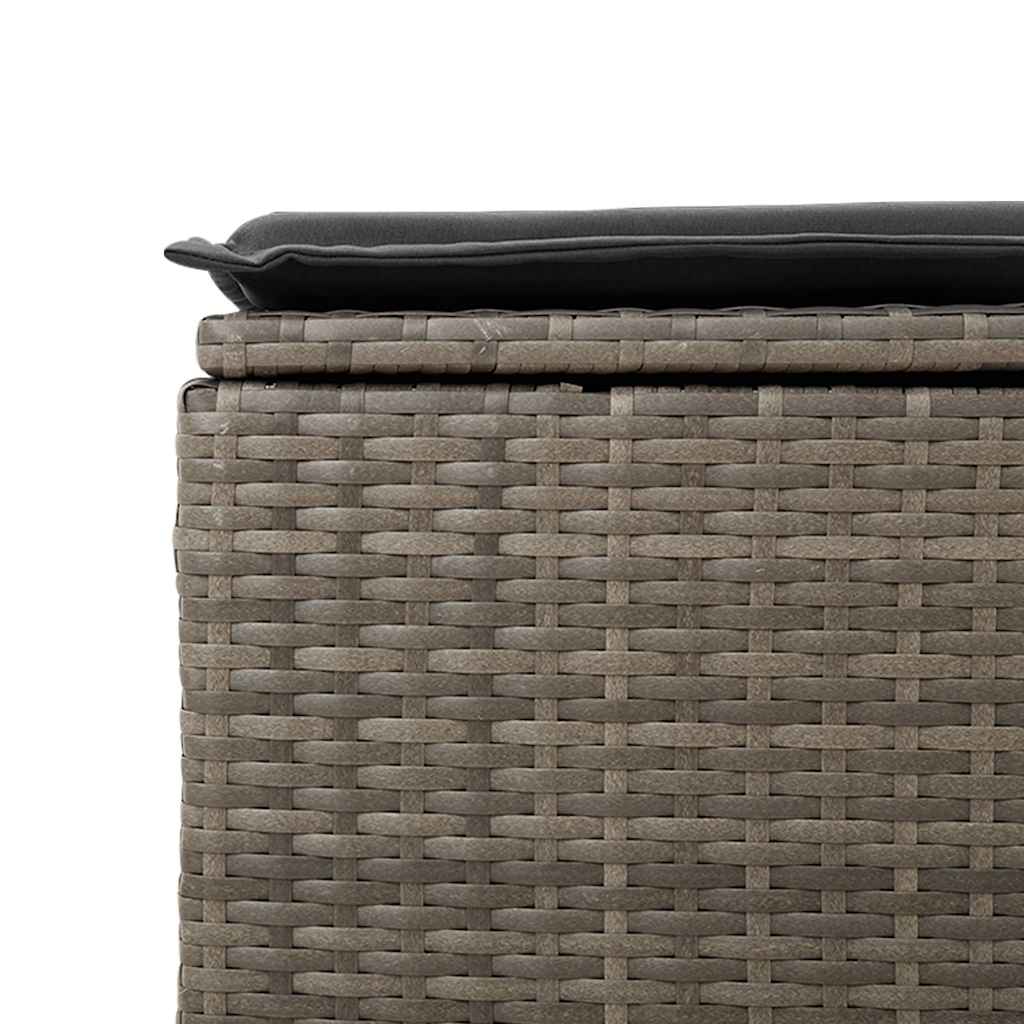 9 Piece Garden Sofa Set with Cushions Grey Poly Rattan Acacia