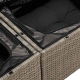 10 Piece Garden Sofa Set with Cushions Grey Poly Rattan Acacia