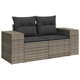 10 Piece Garden Sofa Set with Cushions Grey Poly Rattan Acacia - 45-Degree Angle